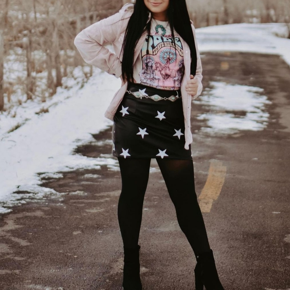 Leather western star skirt